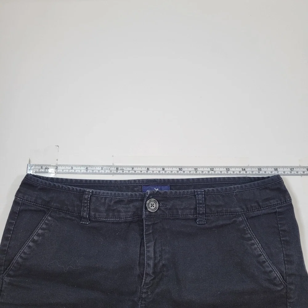 American Eagle MIDI Shorts Womens 12 Black Excellent‎ Stretch Chino Casual